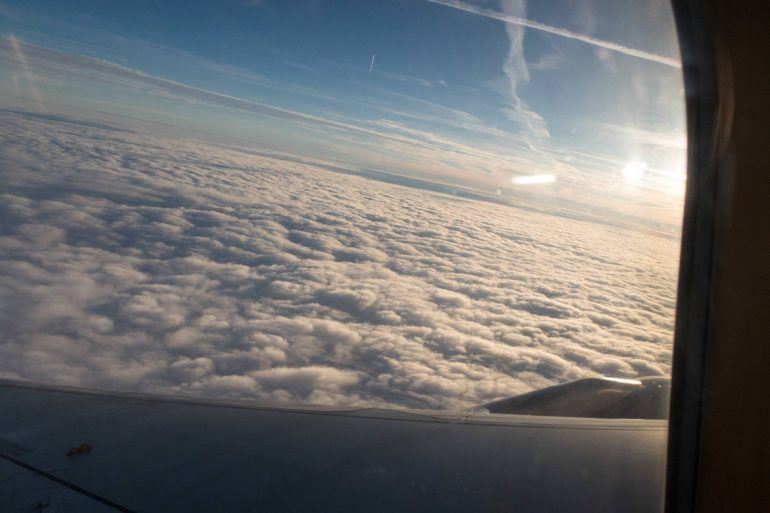 Aussicht aus dem Flugzeug auf den Weg nach Johannesburg