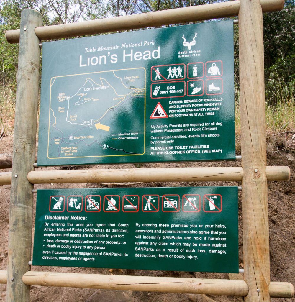 Informationstafel am Fuße des Lion's Head