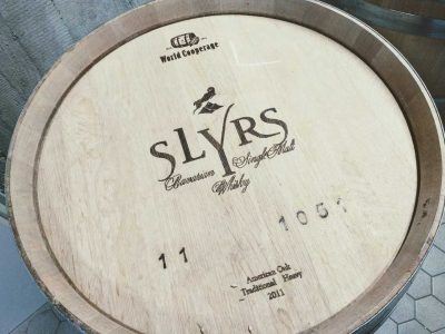SLYRS Fass in der Destillerie am Schliersee
