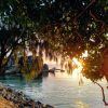 paradiesischer Sonnenuntergang Les Rochers Restaurant auf Praslin Seychellen