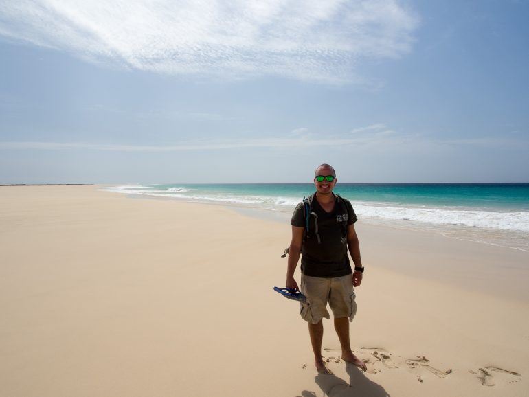 Stephan am Santa Monica Beach auf Boa Vista Kapverden