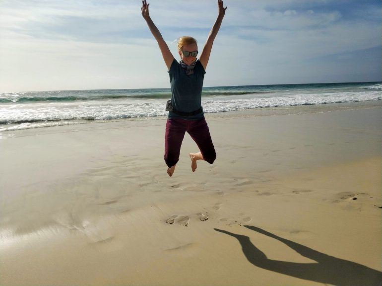 Sandra am Santa Monica Beach auf Boa Vista Kapverden