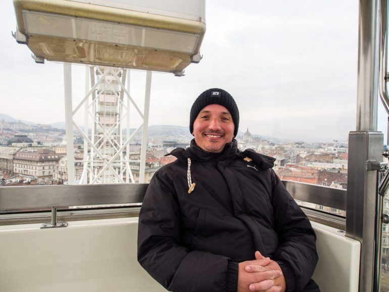 Stephan in der Gondel vom Budapest Eye