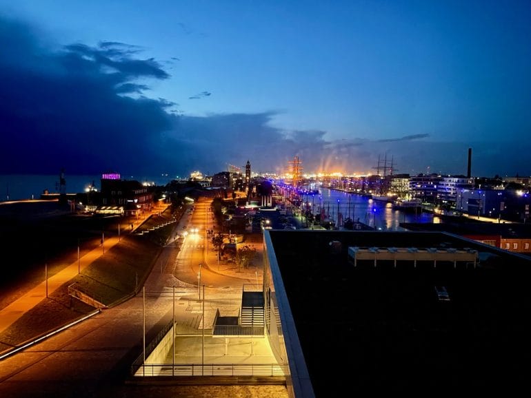 Blick Richtung Hafen in Bremerhaven